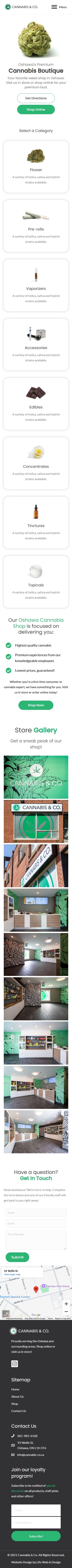 mobile version of web design project for cannabis shop in Oshawa