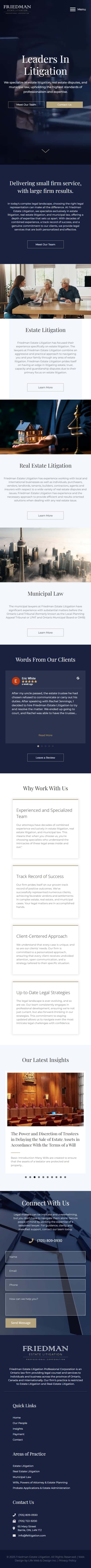 mobile version of web design project for law firm in Barrie