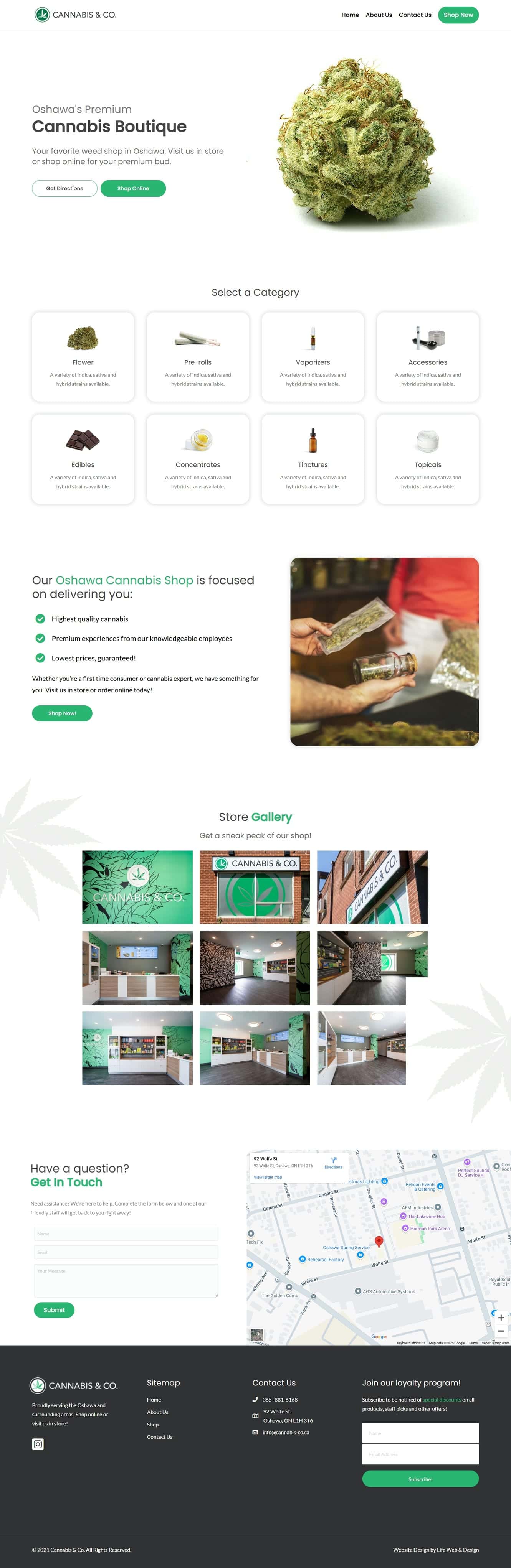 web design project for cannabis shop in Oshawa