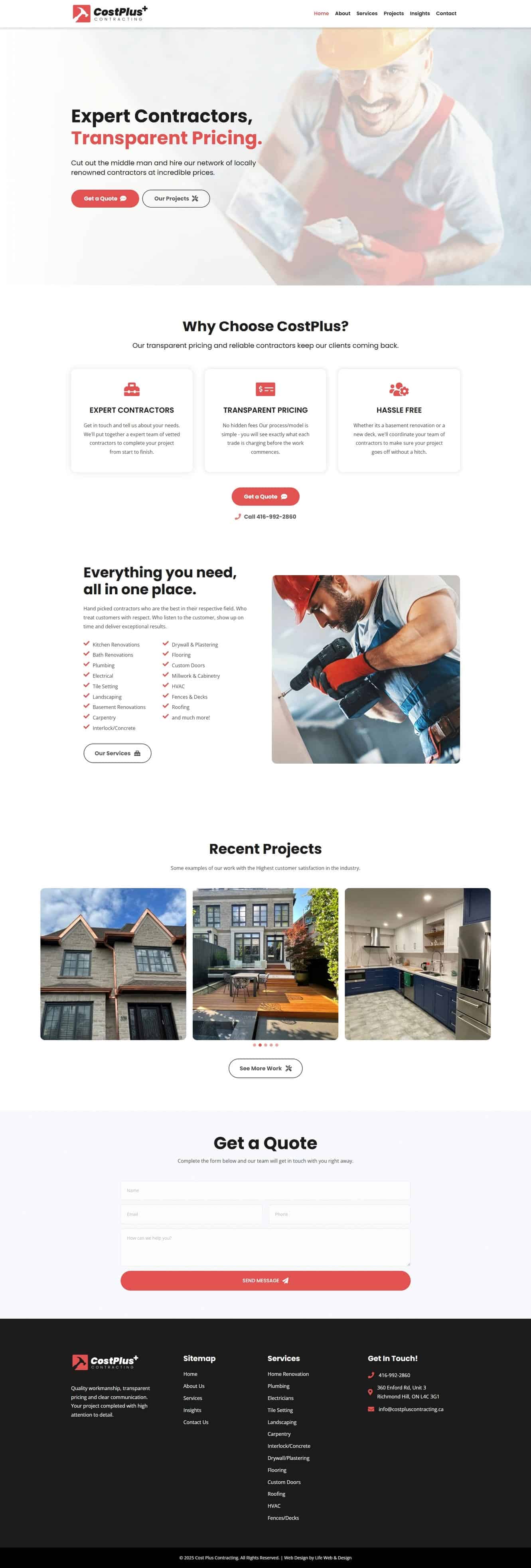 web design project for general contractor in Richmond Hill