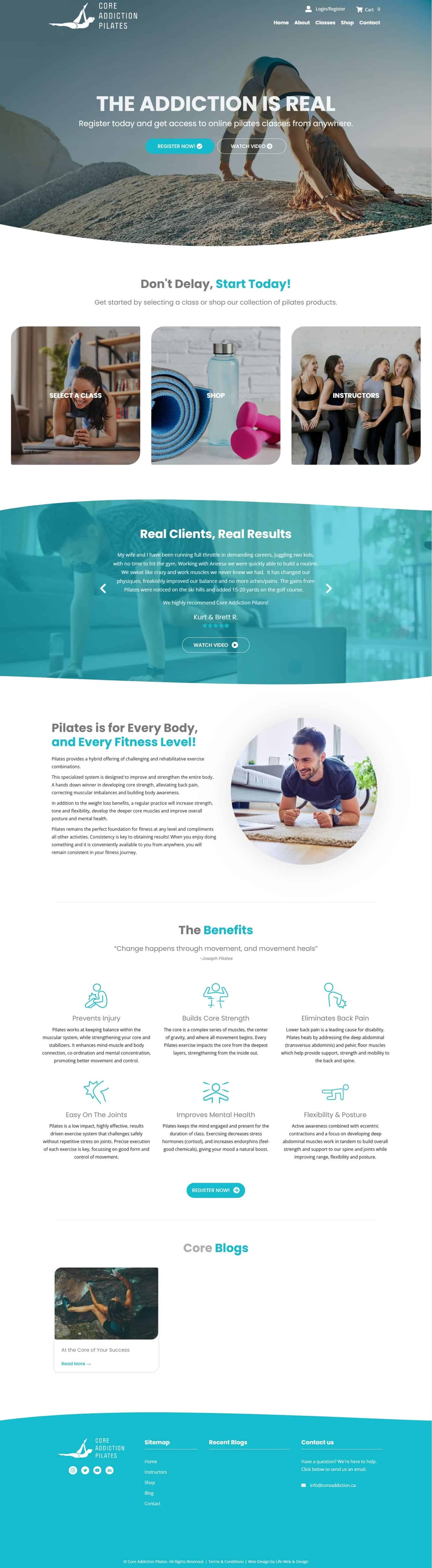 web design project for pilates instructor in Toronto