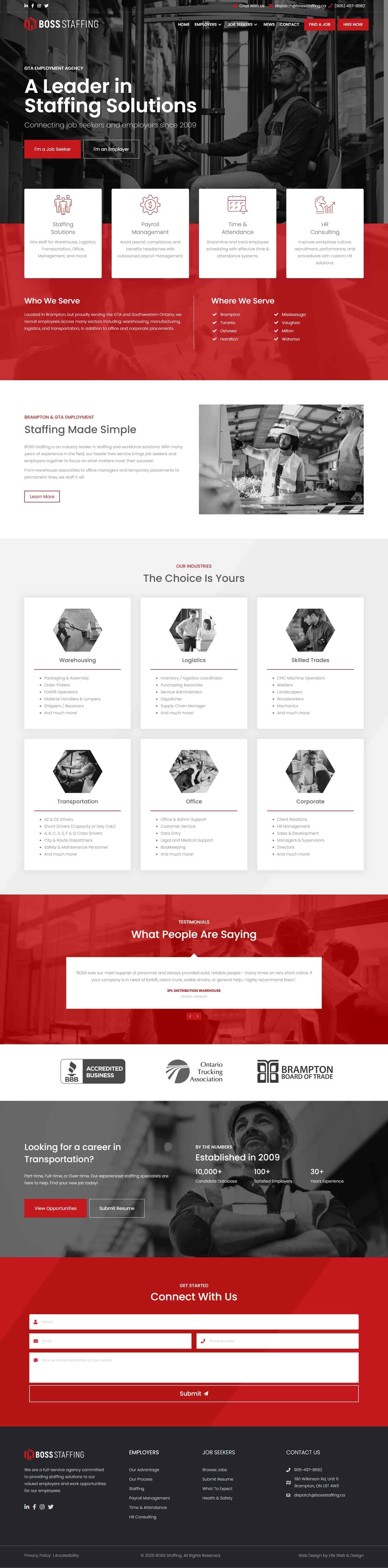 web design project for staffing company in Brampton